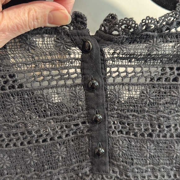 Sezane Black Lace Madeleine Ruffle Blouse - Picture 7 of 14